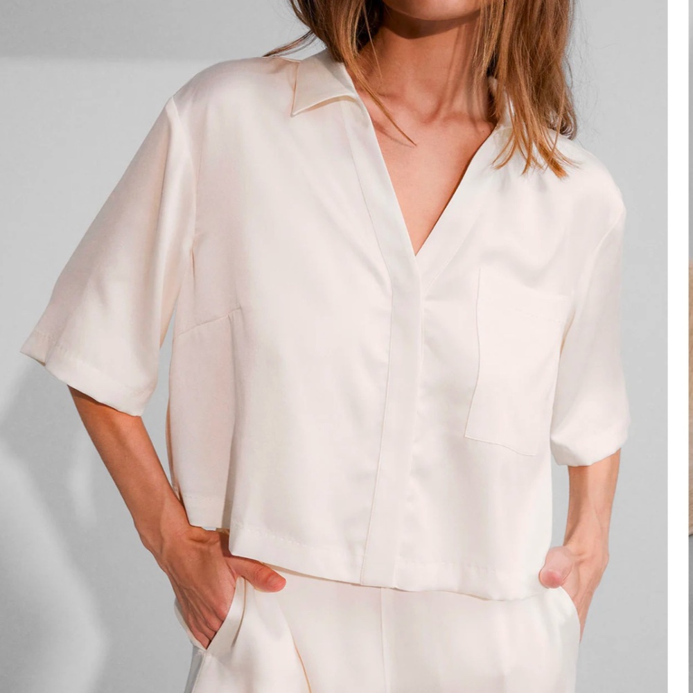 LUNYA BNWT Washable Silk High Rise Pant Set in Tranquil White Size M - Picture 4 of 9